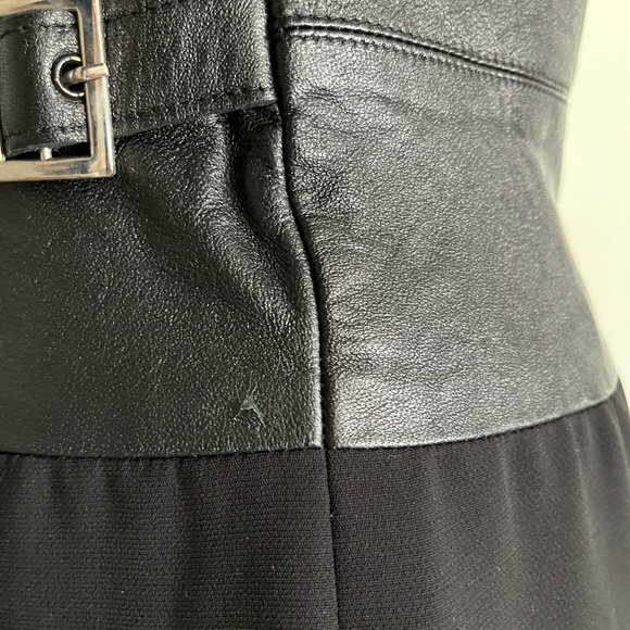 SHANI Black Long Sleeve Sheath Pencil Dress Leather Belted Corset Waist Size 4 - Picture 5 of 7